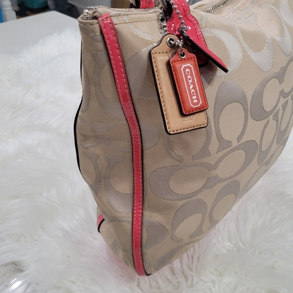 🔹️COACH 🔹️ metallic signature sateen tote ✨️🩷[ With Flaws] - Picture 7 of 17